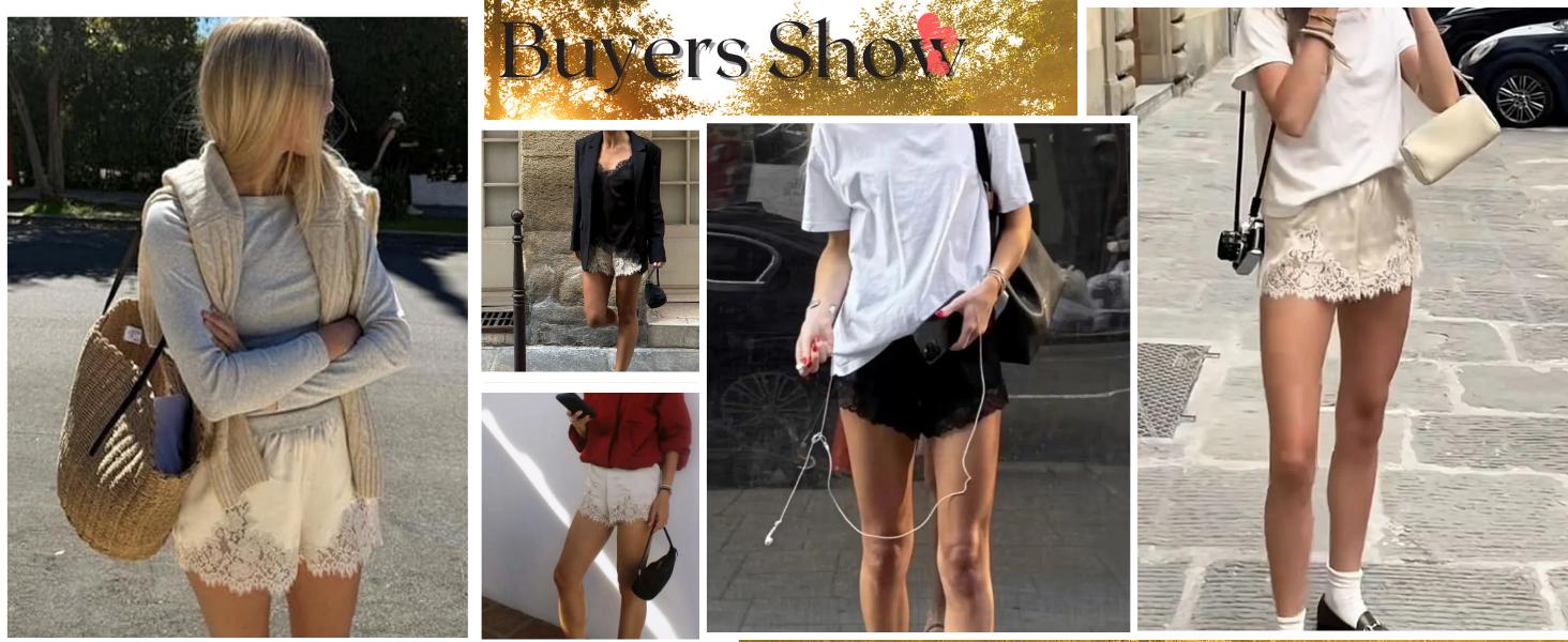 Satin Silk Lace Shorts for Women YeeZaa Y2K Cute Coquette Satin Shorts 2026 Spring Summer Low Rise Lace Trim French Knickers Micro Mini Lounge Pajama Style Short