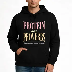 Long Sleeve Fitness Hoodie – Strength and Wisdom Graphic for Gym and Faith Enthusiasts