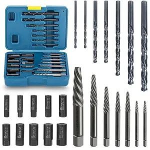 Broken Bolt Extractor Kit-24 Pieces Reverse Drill Bit Extractor Set with Left Hand Drill Bit Guides,Easy Out Screw Extractor Set For Stripped,Broken  Screw and Nuts
