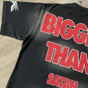 24ss Washed Black Hell Star Knock Out Tee Men Women 1:1 Best Quality
