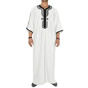 Men’s Embroidered Kaftan/Thobe (Middle Eastern), Jubbah Thobe, Saudi Arabian Muslim Robe