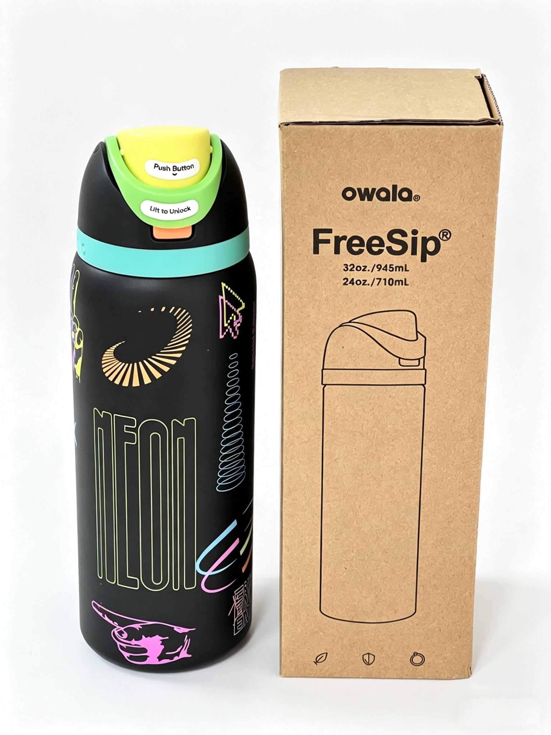 Owala 32oz large-capacity insulated cup, made of stainless steel, keeps drinks hot or cold for a long time, perfect for both cold and hot beverages! It features a dual drinking spout design.