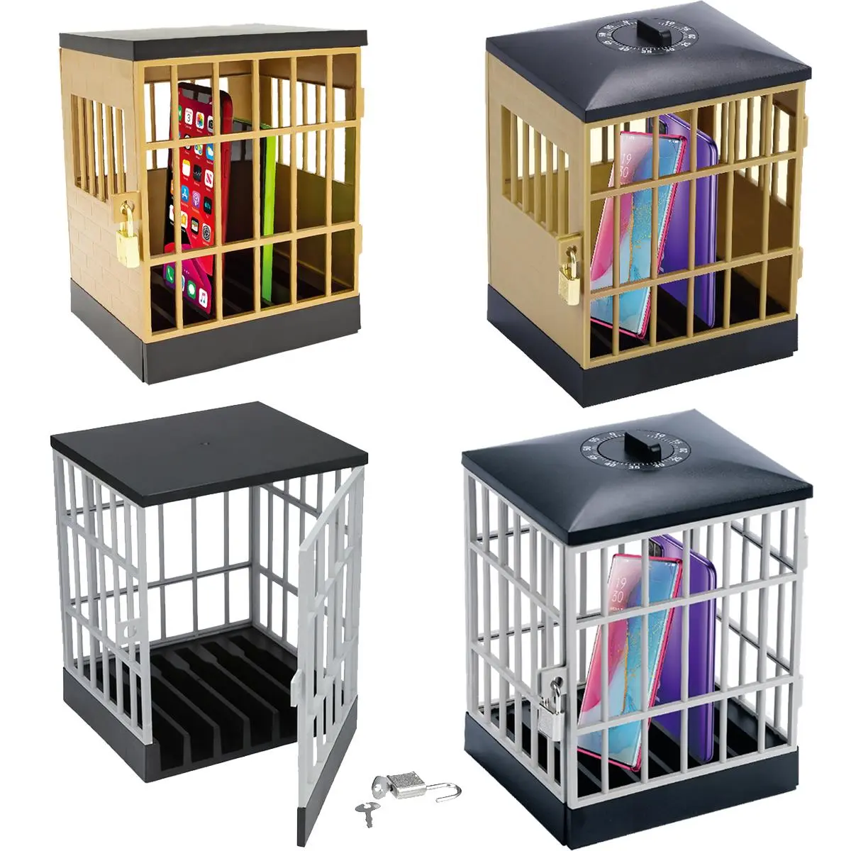 Zunammy FS1035-M2 Secure Locked Cellphone Jail Cage Stand with Timer Function, Parent-Child Use Device Holder, Mobile Phone Electronics Accessory, Accessories
