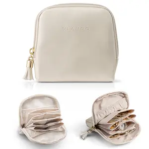 vlando Small Jewelry Travel Case for Women, Portable Jewelry Pouch with 3 Velvet Zipper Bags, Mini Organizer for Rings, Earrings and Bracelets, Boxes, Jewelry Storage Unit Beauty Essentials Elastic Bands summerwins