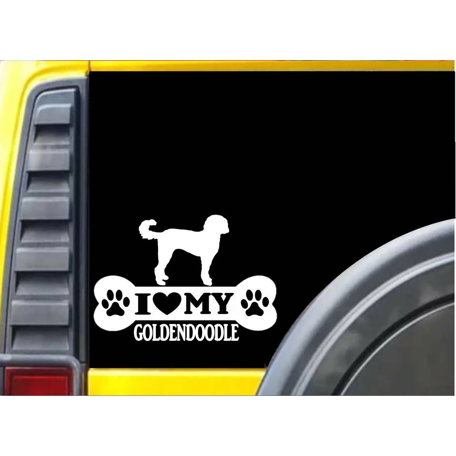 Goldendoodle Bone L086 8" vinyl sticker dog decal