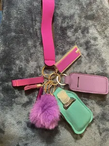 Safety Key Chain Set Purple & Teal, Fashionable Keychain & Phone Chain & Wristband, Trendy Exquisite Accessories for Women