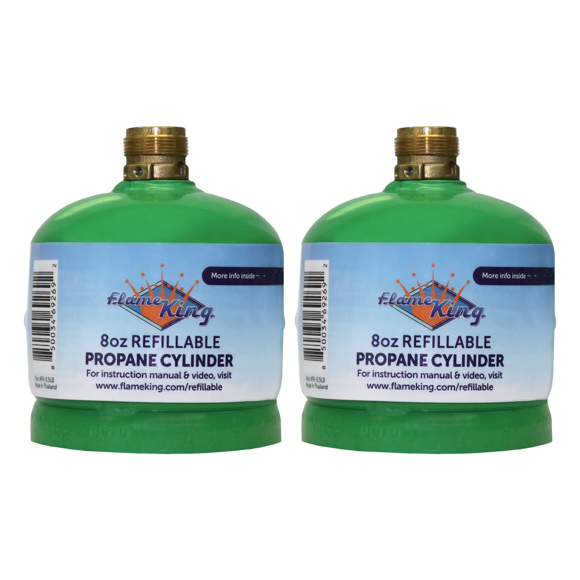 Flame King 2-Pack, 1/2LB Propane Tank, Refillable and Empty Cylinder for Small Propane Lamps, Lanterns and Camp Stoves