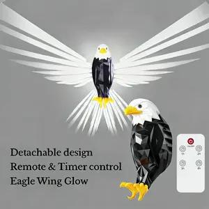 Magnetic Eagle Wall Light - Wing-Spreading Design, Remote Control, Timer, Detachable Rechargeable, Teen Room Decor, Luxury Accent for Bedroom, Home Hanging Nature Ornament Gift decorations bar  Decor