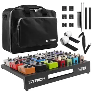 STRICH Extra Large Guitar Pedal Board, Aircraft Grade Aluminum 18'' x 14.6'', Lightweight 2.6lb, Includes Carry Bag and 18 Angled Pedal Slots Portable tiktokshopspringglowup
