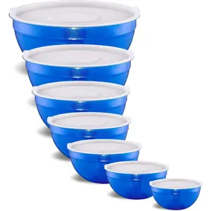 Blue Mixing With Airtight Lids,Stainless Bowl,Salad 7 Piece Colorful Nesting Bowl Blue Accessories,Size 7,3.6,2.7,2.1,1.5,1.1,0.8QT Stackable