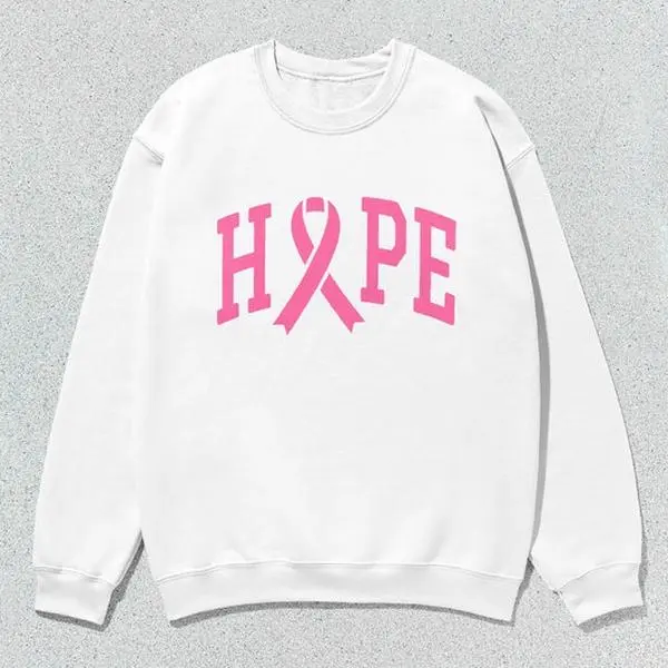 Men's Unisex Collegiate Crewneck Pullover Tops - Long Sleeve, Round Neck, All Seasons Casual Hope Sweatshirt, Pink Clothes, Unisex Fit, Preppy Look, Crew Neck, Minimalist