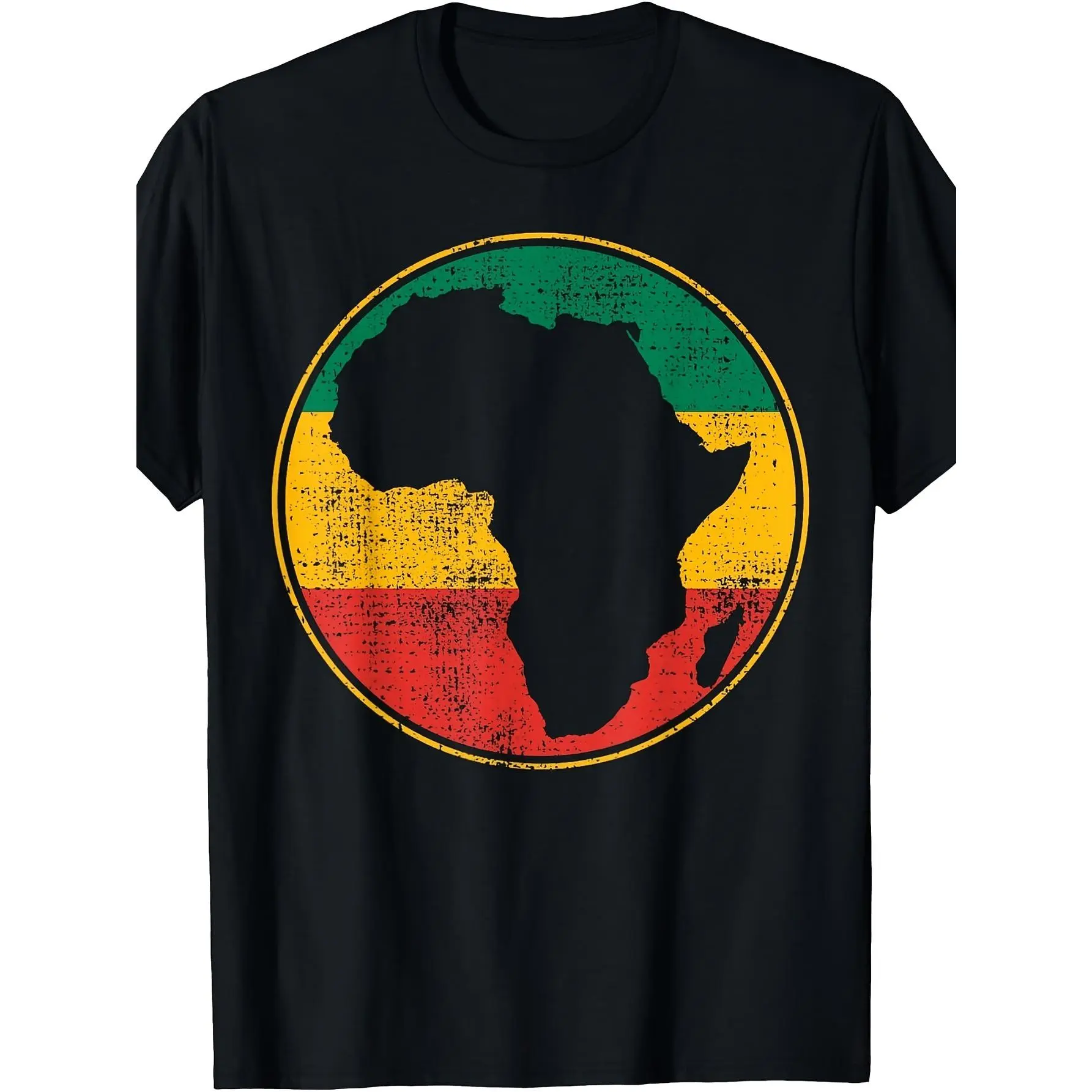 Men's Cotton Short-Sleeve Vintage Retro Africa Map T-Shirt - Menswear Round Neck Casual Tee with Tanzania Namibia Kenya Graphic, Machine Washable for Travel & Everyday Outfits, All Seasons African Geography Shirt