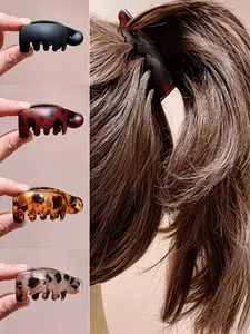 4pcs Women's Anti-Slip Banana Hair Clips, Vintage Leopard, Amber, Secure Ponytails, Buns, Curly Hairstyles, Thin Hair Friendly