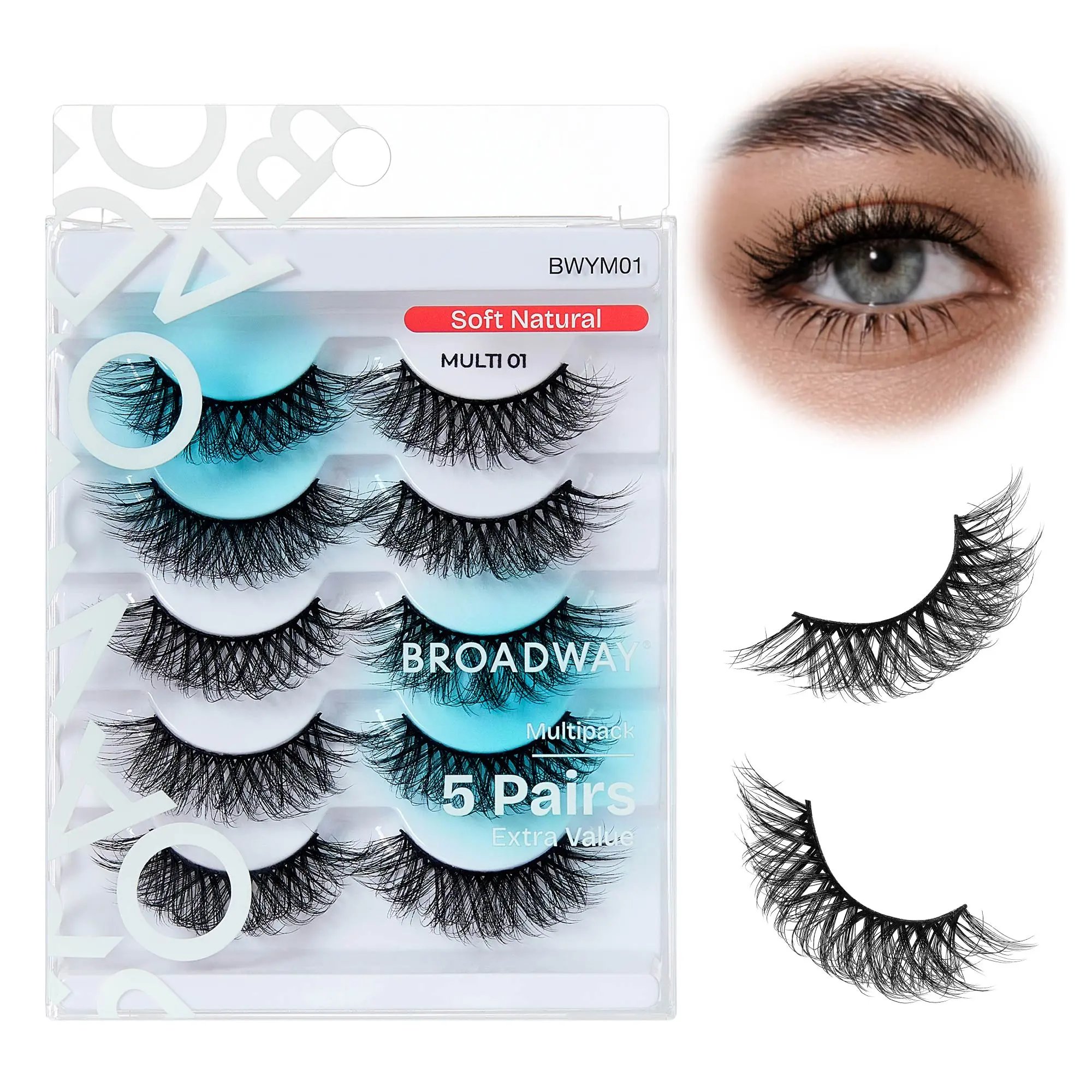 Broadway False Lashes Multipack - Faux Mink Wispy Volume Strip Eyelashes