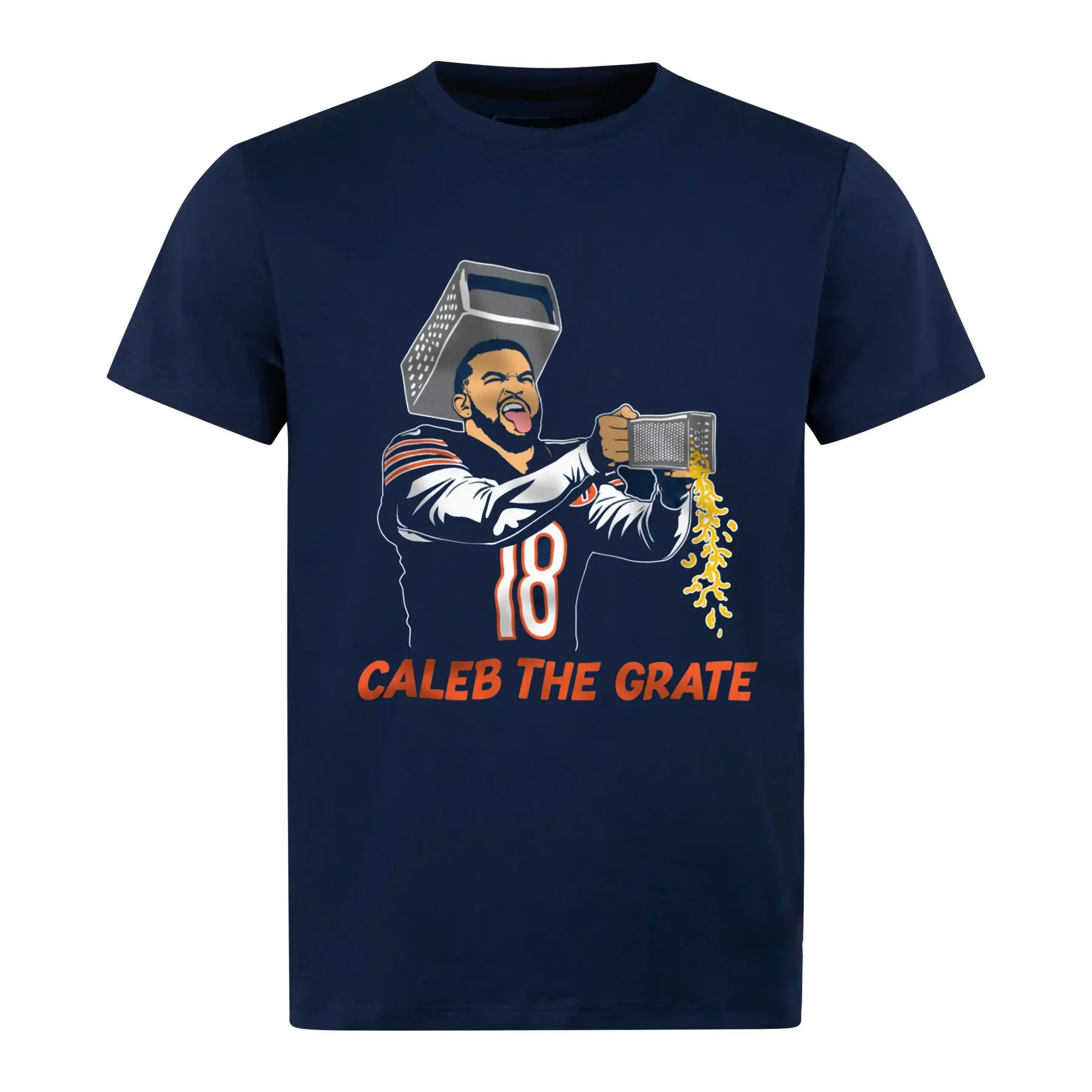 Chicago Football Caleb “The Grate” T-Shirt – Caleb Cheese Grater Meme Graphic Tee, Funny Game Day Shirt, Unisex Cotton Crewneck, Fit for Men & Women, Sizes S–5XL