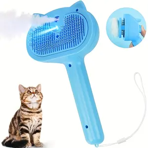 Cat Steam Brush, 4 In 1 Steamy Cat Brush For Shedding, Misting Pet Hair Grooming Comb With Release Button For Indoor Kitten Dogs (Blue) Groomer Tools
