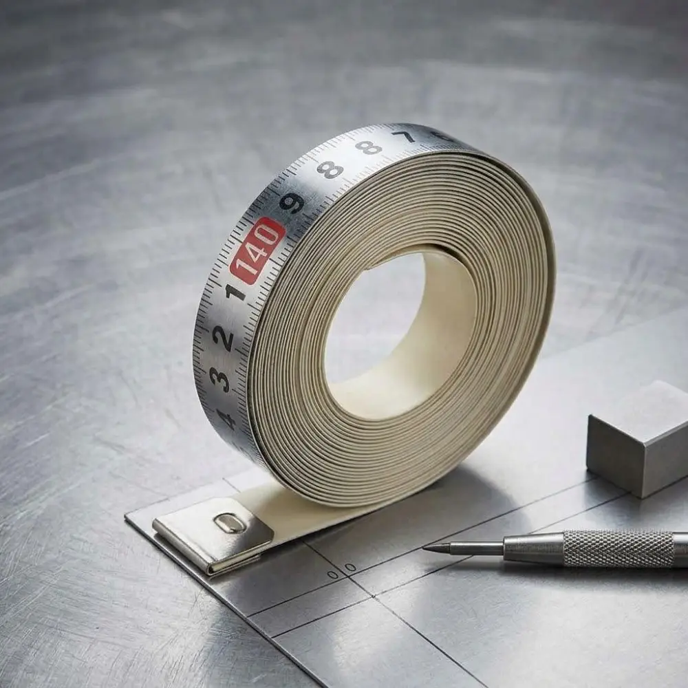 304 Stainless Steel Self-Adhesive Tape Measure with Laser-Etched Metric Scale, Double-Sided Nano Waterproof, Precision Woodworking Tool for Saw Guides & Calibration, Anti-Slip & Durable, Length 0.5M to 5M Measuring Tape