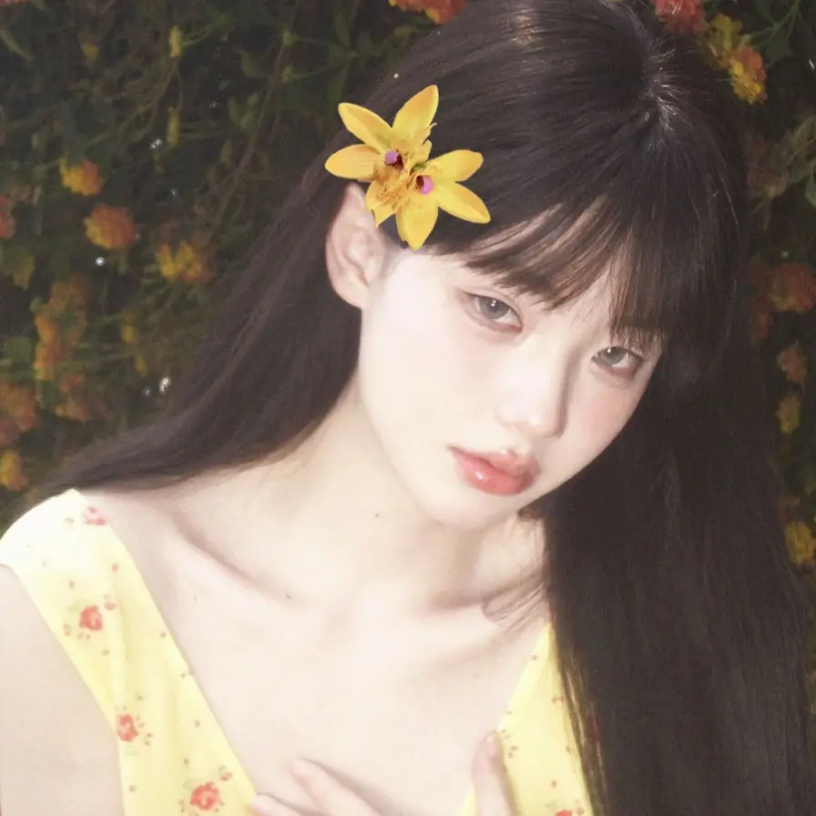 Yellow orchid hairpin (AA0636)