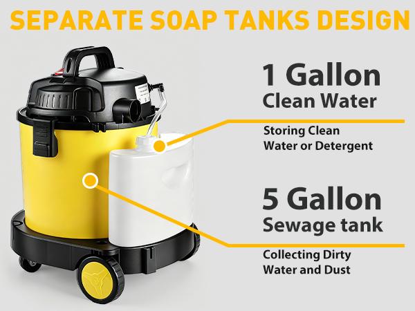 PRETEC 5.5+1 Gallon Wet & Dry Vacuum &ndash; 17 kPa Powerful Suction, 4-in-1 Multi-Purpose Cleaner with 15 ft Cord, Quiet 70 dB Operation &ndash; Ideal for Dog Hair, Garage, Home & Car