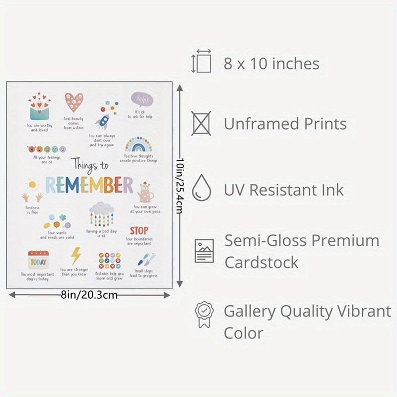 Positive Affirmations Flip Chart, Things To Remember, Anxiety Relief, Calming Corner, School Psychology, CBT, Therapy Office Art, Office Wall Decor, 8x10 inch, UV Resistant Ink, Premium Semi-Gloss Paper, Unframed