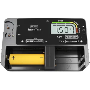 Tester SL-049 - Professional Digital  Checker with LCD Display for Household , AAA, AAAA,C, D, 9V, CR123A,1.2V Rechargeable,Button Cells. Compact. Load-Tested. Clear