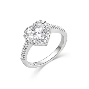 Solitaire Heart CZ Engagement Ring