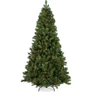 Best Choice Products Pre-Decorated Holiday Christmas Pine Tree w/ Metal Base – Green