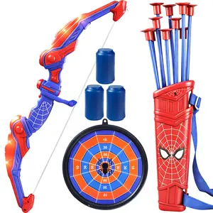 Spider Bow and Arrow Set for Kids with Suction Cup Arrows, Target and Quiver, Light Up Archery Toy for Indoor Outdoor Play   2