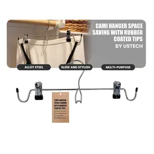 Space Saver Cami Tank Top Hangers 6-Pack with Clips for Ties, Bras, Swimsuits, Lingerie Closet Organizer