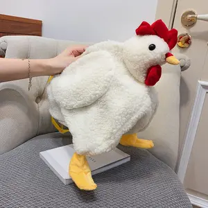 Cute Chicken Crossbody Furry Bag, Adorable Cartoon Rooster Shoulder Sling Purse, With Adjustable Shoulder Straps, Perfect Gift