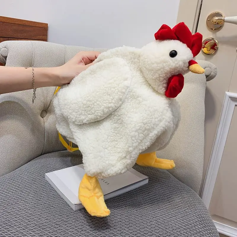 Cute Chicken Crossbody Furry Bag, Adorable Cartoon Rooster Shoulder Sling Purse, With Adjustable Shoulder Straps, Perfect Gift