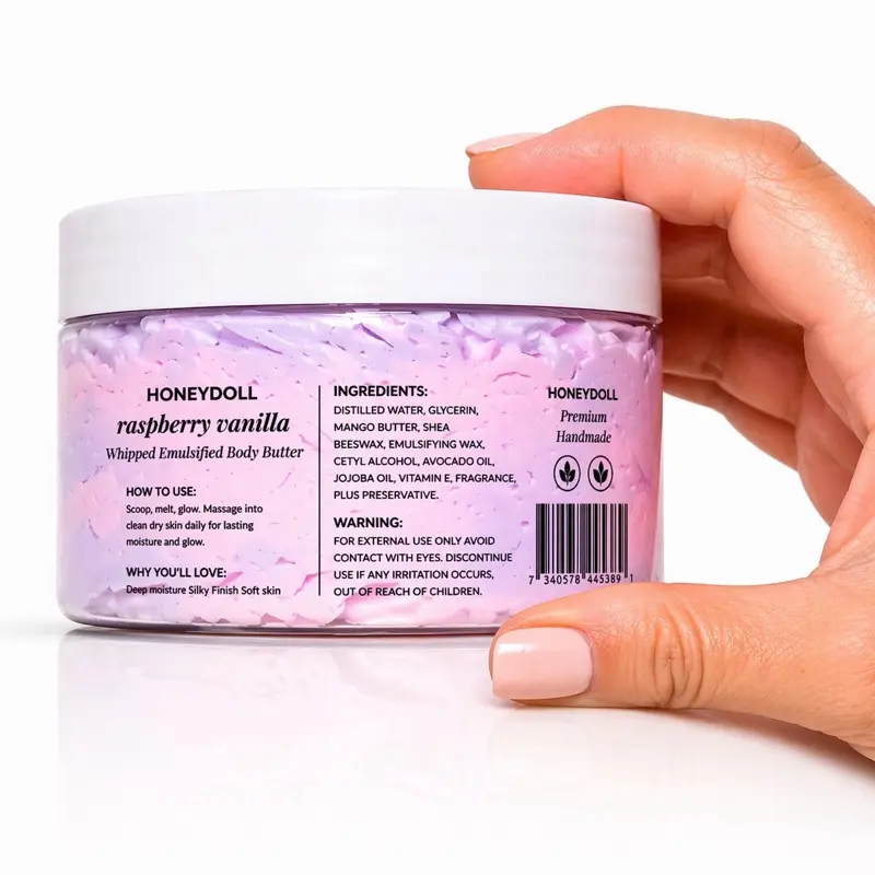 Raspberry and Vanilla Emulsified Body Butter - Sweet Berries and Vanilla - Moisturizing