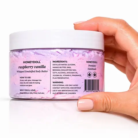 Raspberry and Vanilla Emulsified Body Butter - Sweet Berries and Vanilla - Moisturizing