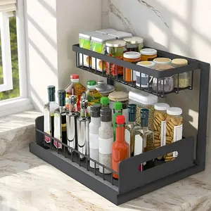 2-Tier Pull Out Under Sink Organizer, Slide Out Cabinet Storage Shelf, Multi-Purpose Kitchen Organizer with Bathroom Organizing Accessories