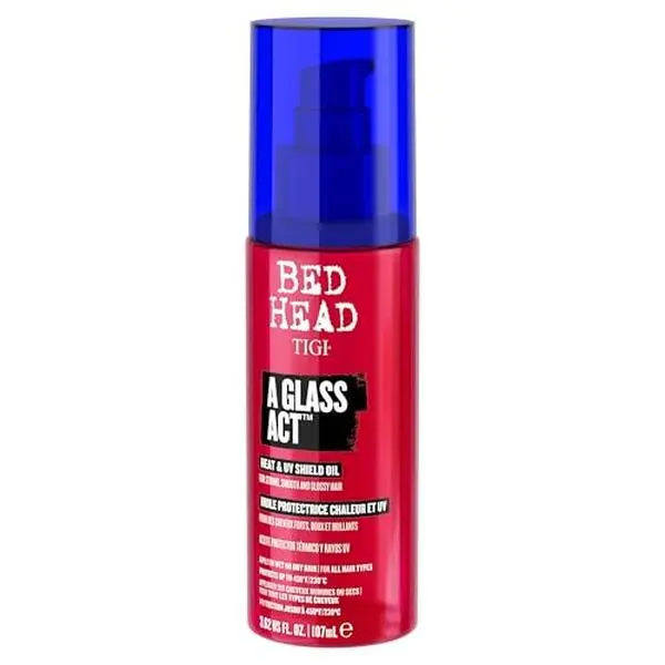 Bed Head by TIGI A Glass Act Multi-Tasking Heat Protectant Oil with UV & Color Defense, Anti-Frizz & Glass-Shine Finishing, 3.62 fl oz