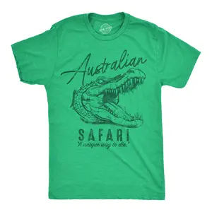 Mens Funny T Shirts Australian Safari Sarcastic Crocodile Graphic Novelty Tee for Men Mens Funny T Shirts Cool Vintage Fashion T-Shirt Gift Classic Menswear Funny Sarcastic Short Sleeve Novelty Tees for Guys Green -