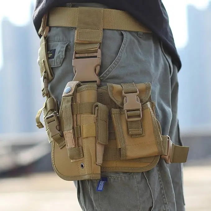 BraveHawk OUTDOORS Tactical Thigh Rig Holster, 900D Oxford Right-Hand Draw Modular Holster for Shooters, for Hiking, Drills, and Outdoor Activities