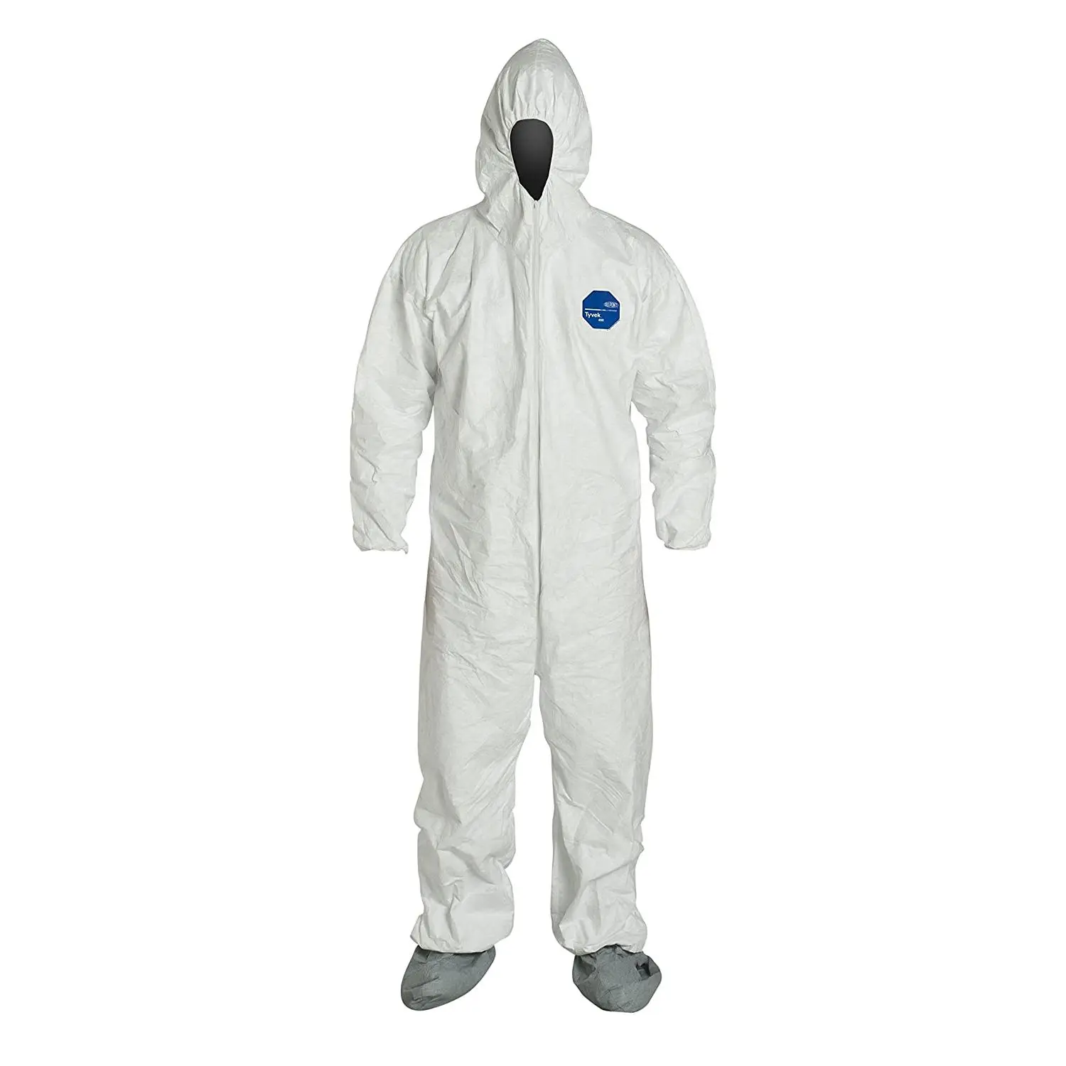 Men's Dupont Tyvek TY122S Hooded Coverall - Durable Fabric, Attached Sleeves & Boots - Workwear Garments, Uniforms Apparel (25/Case)