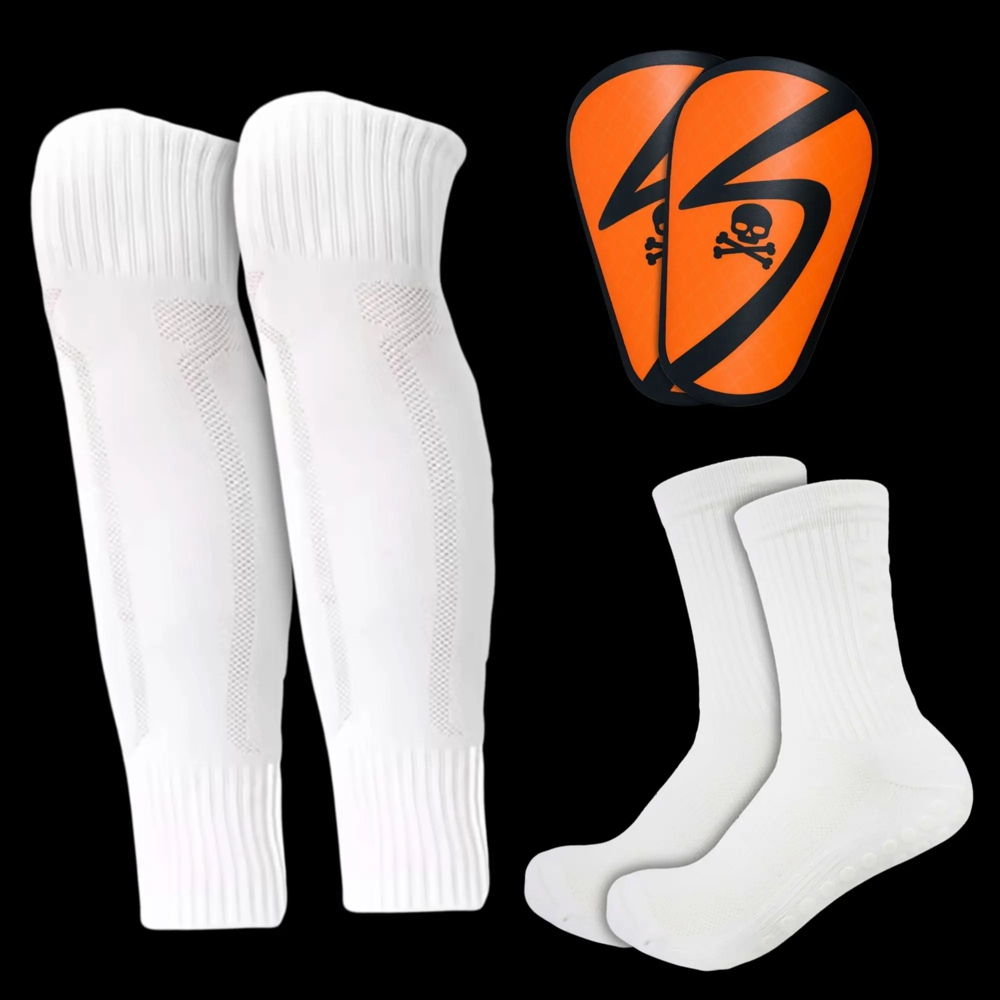 Elite Soccer Player Bundle - Grip Socks, Mini Shin Guards, Precut Socks