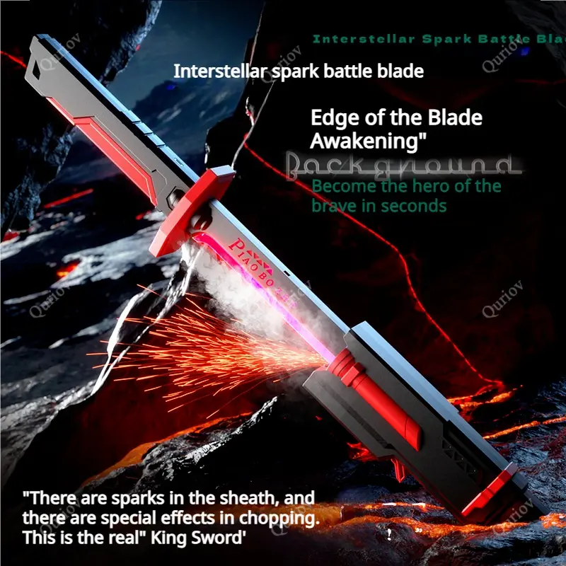 Quriov Lightsaber Light-Up Sparkle Sword & Cool Laser Saber - Spray Flash Toy for Boys, Flashing LED Lights, Safe Non-Toxic Material, Ideal for Party/Costume Play