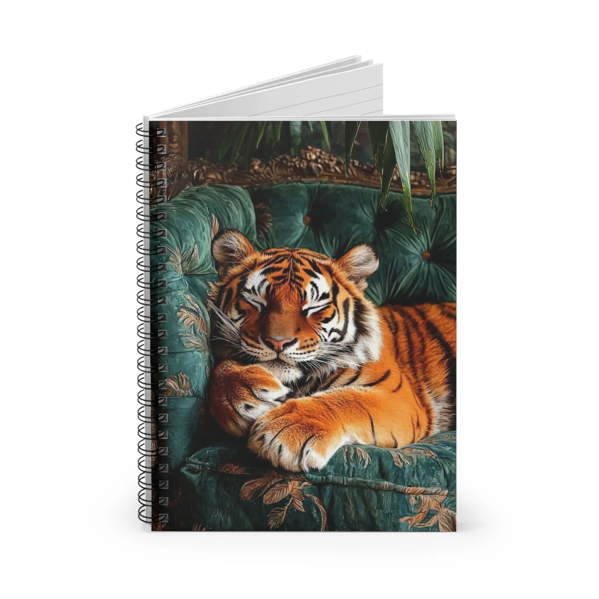 Sleeping Tiger Illustration Spiral Notebook | Ruled Journal