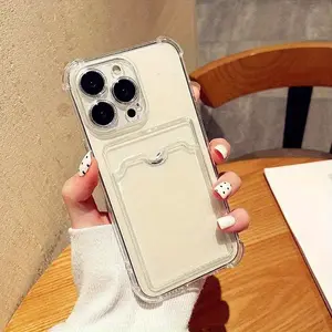 3pcs [1 Cellphone Case with 2X Clear Screen Protectors]Transparent Card Slot Bag Holder Case for iPhone 17E 16 15 14 13 12 11 Pro Max Mini X XR 7 8 Plus Clear Wallet Shockproof Sof