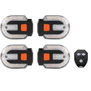 Plastic 4-Pack Bicycle Turn Signal Light Alarm Clock, USB Rechargeable Remote-Controlled Forked/Integrated Bicycle Tail Light, 5 Modes, Waterproof Strobe Cycling Rear Light, Can Be Mounted on Front or Rear of Bike