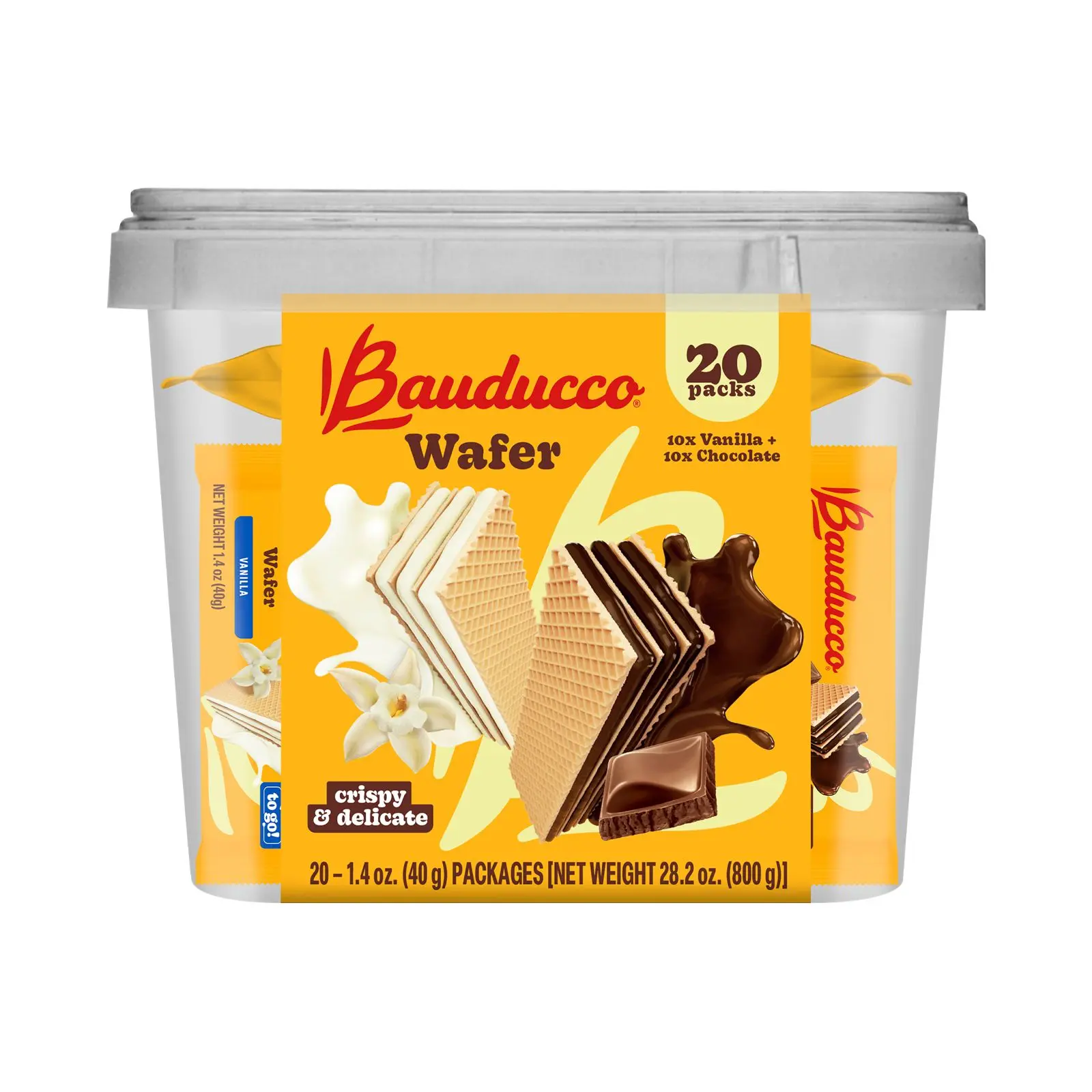 Bauducco Chocolate-Vanilla Wafer Cookies, Single-Serve Crispy Chocolate Wafers