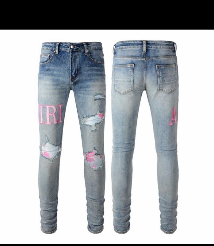IRI Pink Jean with Rips and Patches, Mid-Waist, Regular Fit, Lightweight, Casual Style, Perfect for Everyday Wear