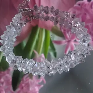 Herkimer Chip Womens Crystal Bracelet - Clear Beaded Design with Sparkling Accents