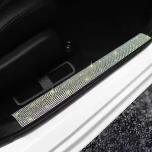 Luxury Artificial Crystal Decor Car Door Sill Protector, Easy to Install Car Door Sill Protective Strip, Car Door Sill Decoration Accessories, Car Interior Accessories