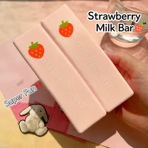 Realistic Strawberry Milk Bread Squishy – Super Soft Slow Rising PU Foam Squeeze Toy, Cute Kawaii Sensory Fidget for Stress Relief & Anxiety
