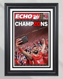 2025 Liverpool FC 20th League Title 'CHAMP20NS' Unframed Poster - Mohamed Salah Era Newspaper Print - Anfield Football Wall Art - LFC Fan Decor