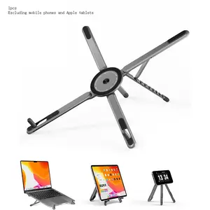 LDSK Adjustable Laptop Stand for Desk, MagSafe Compatible Portable Foldable Computer Riser for MacBook, iPhone, iPad, Tablet - Lightweight Aluminum, N52 Magnetic Grip, Perfect for Office, Home, Traveling